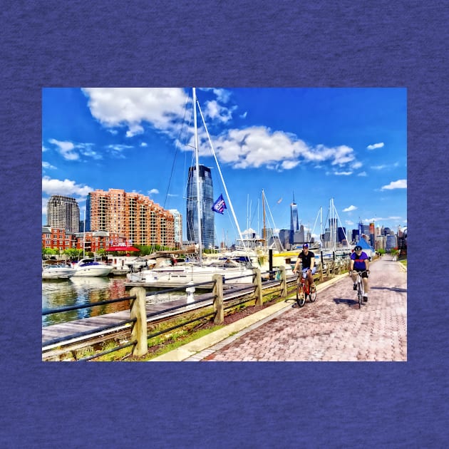 Jersey City NJ - Bicycling Along Liberty Landing Marina by SusanSavad